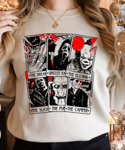 Vintage Horror Movie Tarot Cards Sweatshirt, Halloween Horror Movie Hoodie, Scary Halloween Party Sweatshirt, Halloween Sweatshirt