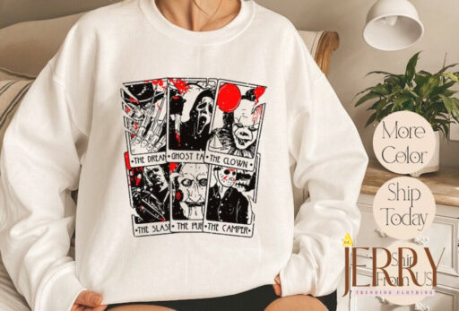 Vintage Horror Movie Tarot Cards Sweatshirt, Halloween Horror Movie Hoodie, Scary Halloween Party Sweatshirt, Halloween Sweatshirt