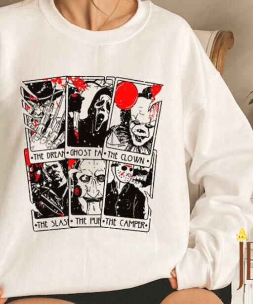 Vintage Horror Movie Tarot Cards Sweatshirt, Halloween Horror Movie Hoodie, Scary Halloween Party Sweatshirt, Halloween Sweatshirt