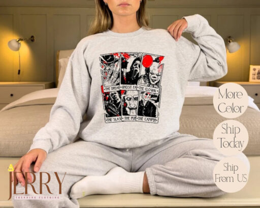 Vintage Horror Movie Tarot Cards Sweatshirt, Halloween Horror Movie Hoodie, Scary Halloween Party Sweatshirt, Halloween Sweatshirt