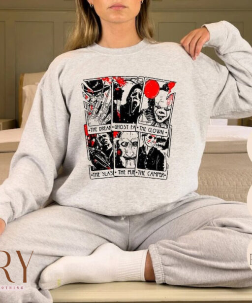 Vintage Horror Movie Tarot Cards Sweatshirt, Halloween Horror Movie Hoodie, Scary Halloween Party Sweatshirt, Halloween Sweatshirt