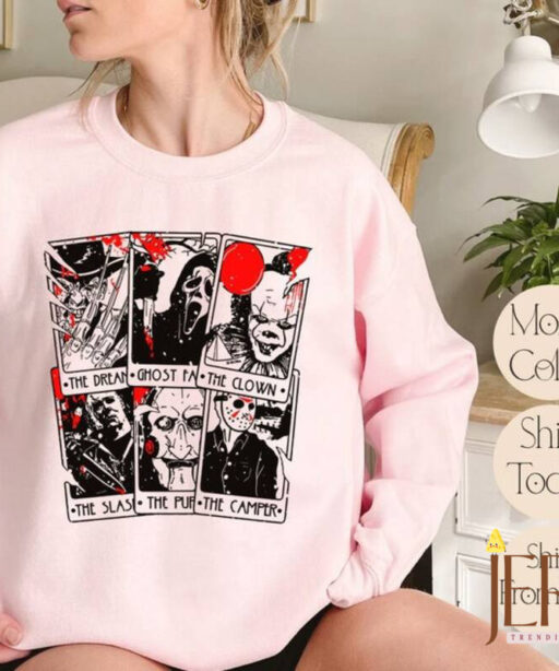 Vintage Horror Movie Tarot Cards Sweatshirt, Halloween Horror Movie Hoodie, Scary Halloween Party Sweatshirt, Halloween Sweatshirt