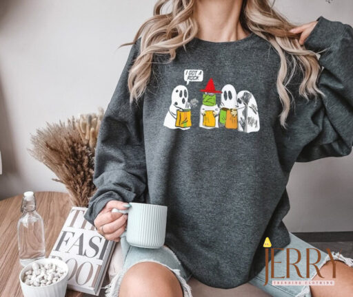 Vintage I Got a Rock Halloween Sweatshirt, Cute Fall Sweatshirt, Women Ghost Sweatshirt, Funny Ghost Sweatshirt, Halloween Ghost Sweatshirt