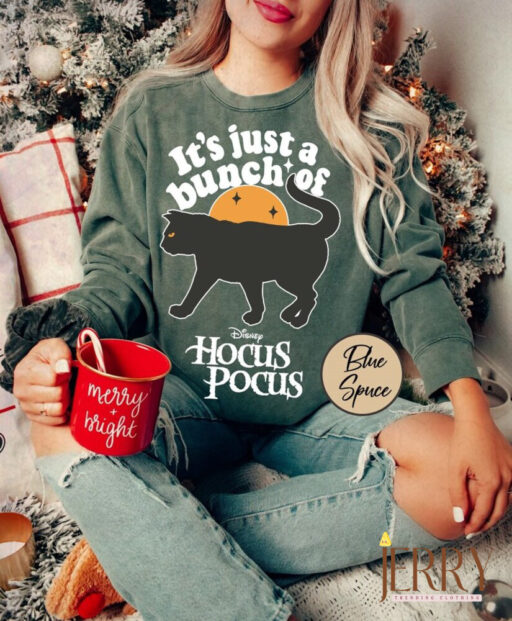 Vintage It's Just A Bunch of Hocus Pocus Comfort Color Sweatshirt, Halloween Disney Hocus Pocus Sweatshirt, Sanderson Sisters Sweatshirt