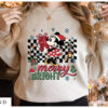 Vintage Mickey Merry & Bright Christmas Shirt, Mickey and Friends Christmas Sweatshirt, Disney Family Christmas Shirt, Disney Holiday Shirt