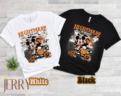 Vintage Mickey Minnie Nightmare on Mainstreet Shirt, Spooky Season Trick or Treat, Disneyland Halloween, Disney Halloween Pumpkin