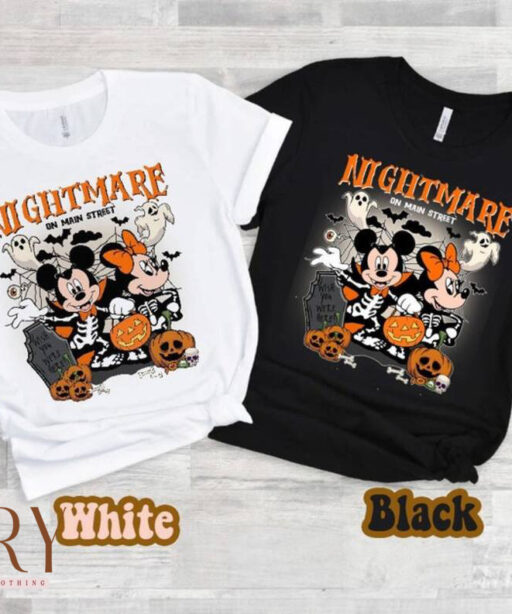 Vintage Mickey Minnie Nightmare on Mainstreet Shirt, Spooky Season Trick or Treat, Disneyland Halloween, Disney Halloween Pumpkin
