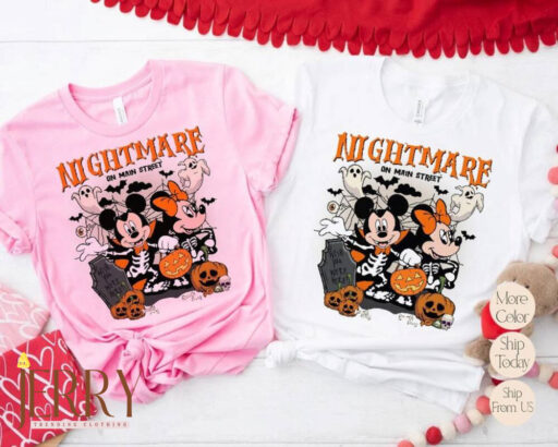 Vintage Mickey Minnie Nightmare on Mainstreet Shirt, Spooky Season Trick or Treat, Disneyland Halloween, Disney Halloween Pumpkin