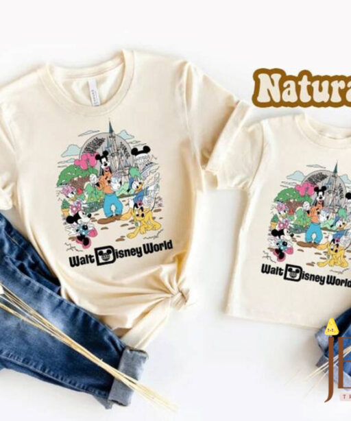 Vintage Retro Disney World Shirt, Mickey Minnie Chip Dale Pooh Toddler Shirt, Mickey Retro shirt, Vintage Disney Family Shirt