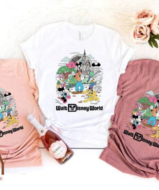 Vintage Retro Disney World Shirt, Mickey Minnie Chip Dale Pooh Toddler Shirt, Mickey Retro shirt, Vintage Disney Family Shirt