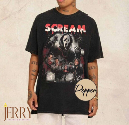 Vintage Scream Halloween Comfort T-Shirt, Horror Movie Tee, Scream Merch, Scream Horror Movie Shirt, Scream Ghostface Shirts