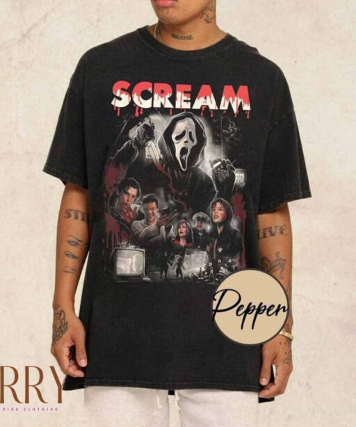 Vintage Scream Halloween Comfort T-Shirt, Horror Movie Tee, Scream Merch, Scream Horror Movie Shirt, Scream Ghostface Shirts