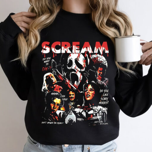 Vintage Scream Movie Sweatshirt, Horror Ghost Face Comfort Color Shirt, Watch Scary Movies 90s Halloween Sweatshirt, Disney Halloween Shirt