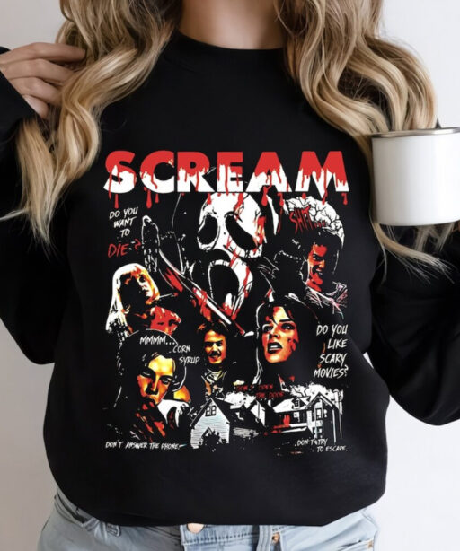 Vintage Scream Movie Sweatshirt, Horror Ghost Face Comfort Color Shirt, Watch Scary Movies 90s Halloween Sweatshirt, Disney Halloween Shirt