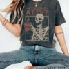 Vintage Staying Alive Comfort Color Shirt, Disney Funny Skeleton T-Shirt, Trendy Coffee Shirt, Coffee Lovers Gift, Skull Vintage Tee