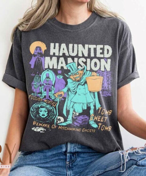 Vintage The Haunted Mansion Comfort Shirt, Hitchhiking Ghosts Madame Leota Tee, Disneyland Halloween T-shirt, Mickey's Not So Scary Party