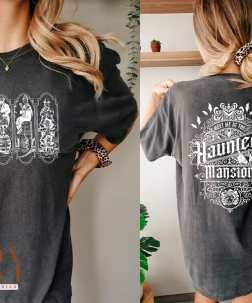 Vintage Two-Sided Haunted Mansion Unisex Shirt, Retro The Haunted Mansion Stretching Room Shirt, Foolish Mortals Shirt, Matching Family Tee