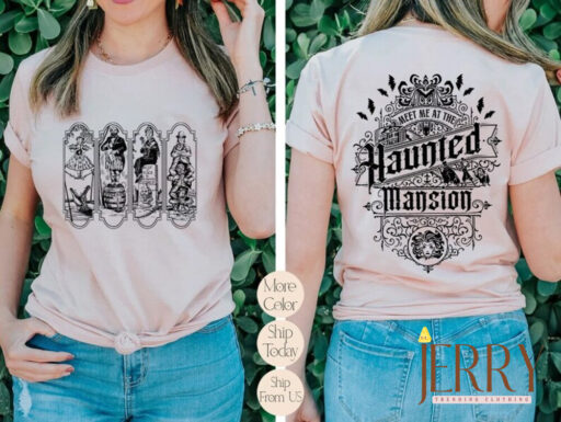 Vintage Two-Sided Haunted Mansion Unisex Shirt, Retro The Haunted Mansion Stretching Room Shirt, Foolish Mortals Shirt, Matching Family Tee