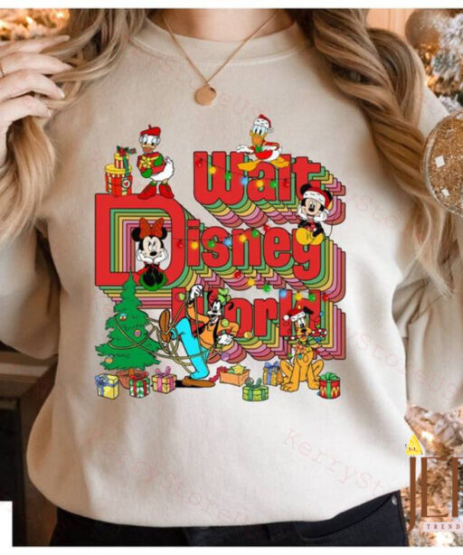 Vintage Walt Disney World Christmas Sweatshirt, Mickey and Friends Christmas Sweatshirt, Disney Family Christmas Shirt, Disney Holiday Shirt