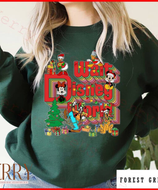 Vintage Walt Disney World Christmas Sweatshirt, Mickey and Friends Christmas Sweatshirt, Disney Family Christmas Shirt, Disney Holiday Shirt