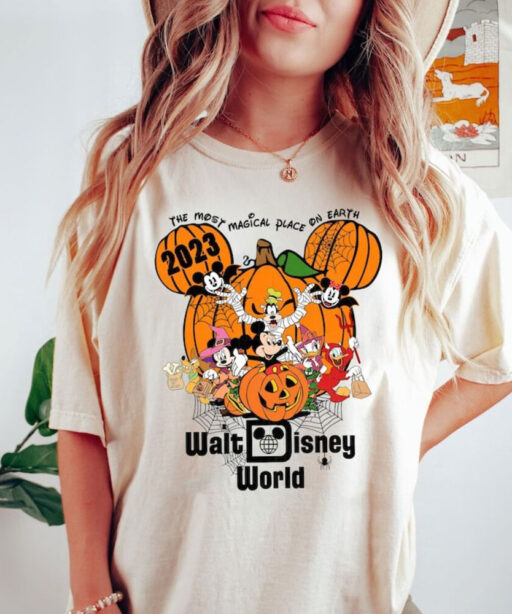 Vintage Walt Disney World Halloween Shirt, Disneyworld Halloween 2023 Shirt, Mickey And Friends Halloween Shirt,Disney Family Matching Shirt