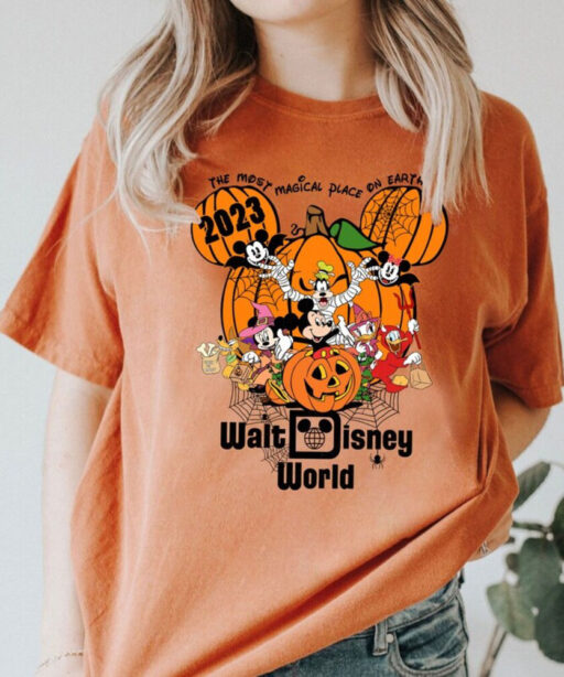 Vintage Walt Disney World Halloween Shirt, Disneyworld Halloween 2023 Shirt, Mickey And Friends Halloween Shirt,Disney Family Matching Shirt