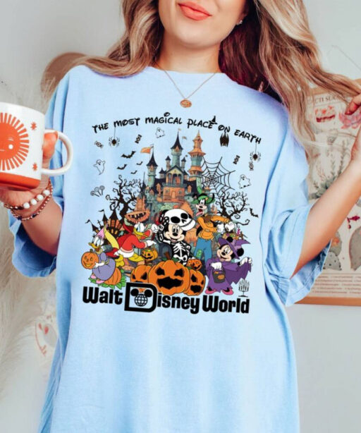 Vintage Walt Disney World Halloween Shirt, Disneyworld Halloween Shirt, Mickey And Friends Halloween Shirt, Disney Family Matching Shirt