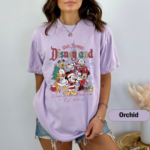 Vintage Walt Disney's Disneyland Est 1955 Very Merry Christmas Party Shirt, Retro Mickey and Friends, Disney Family Christmas Vacation 2023