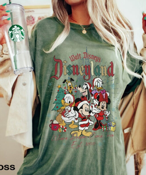 Vintage Walt Disney's Disneyland Est 1955 Very Merry Christmas Party Shirt, Retro Mickey and Friends, Disney Family Christmas Vacation 2023