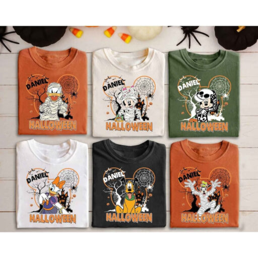 Disney skeleton Halloween shirt, Custom name & character Skeleton shirt, Mickey and friends shirt, Halloween group/family matching shirt