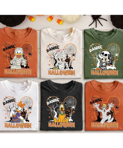 Disney skeleton Halloween shirt, Custom name & character Skeleton shirt, Mickey and friends shirt, Halloween group/family matching shirt
