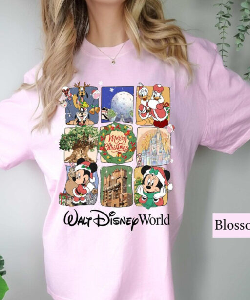 Walt Disney World Christmas Comfort Colors Shirt, Mickey Christmas Shirt, Xmas Shirt, Disneyland Christmas Shirt, Mickey Minnie Christmas