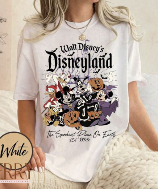 Walt Disney's Disneyland Halloween Est 1955 Comfort Shirt, The Spookiest Place On Earth Shirt, Retro Mickey and Friends Halloween Shirt