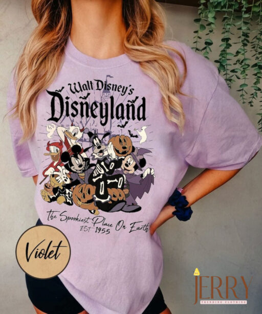 Walt Disney's Disneyland Halloween Est 1955 Comfort Shirt, The Spookiest Place On Earth Shirt, Retro Mickey and Friends Halloween Shirt