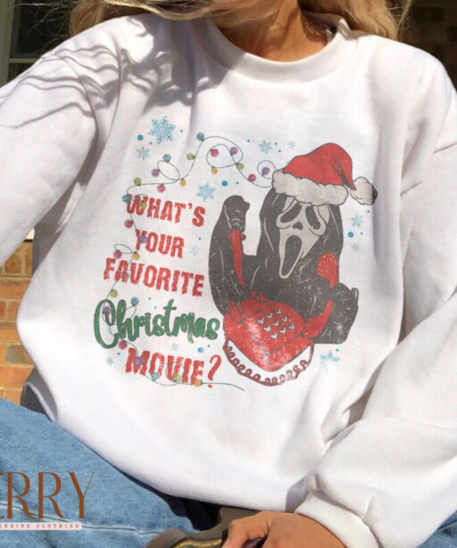 What's Your Favorite Christmas Movie Shirt, Christmas Movie, Christmas Ghosh shirt, funny christmas, christmas ghoshface, scream movie tee