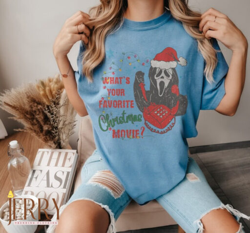 What's Your Favorite Christmas Movie Shirt, Christmas Movie, Christmas Ghosh shirt, funny christmas, christmas ghoshface, scream movie tee