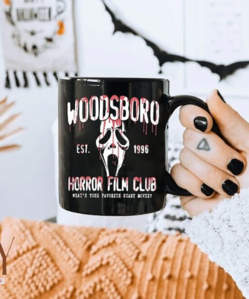 What's Your Favorite Scary Movie Mugs, Horror Film Club Est 1996 Mug, Movie Season Mug, Latte Coffee Mugs, Fall Autumn Mugs, Halloween Mugs