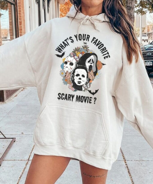 What's your favorite scary movie shirt, Horror character shirt, scary movie, Horror Movie, scream, ghostface, jason, Flowers horror movie