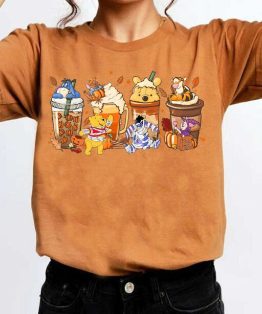 Winnie The Pooh Coffee Latte Shirt, Vintage Halloween Winnie The Pooh Shirt, Disney Halloween Coffee Sweatshirt, Pumpkin Spice Latte Shirt