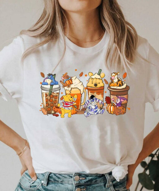 Winnie The Pooh Coffee Latte Shirt, Vintage Halloween Winnie The Pooh Shirt, Disney Halloween Coffee Sweatshirt, Pumpkin Spice Latte Shirt