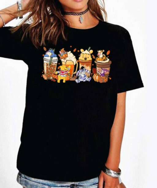 Winnie The Pooh Coffee Latte Shirt, Vintage Halloween Winnie The Pooh Shirt, Disney Halloween Coffee Sweatshirt, Pumpkin Spice Latte Shirt