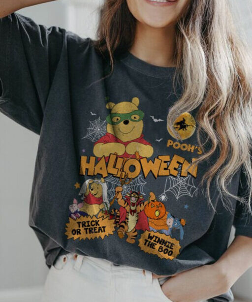 Winnie The Pooh Halloween shirt, Halloween Pooh, Retro Pooh halloween, Pooh and friends, trick or treat, disneyland halloween family shirt