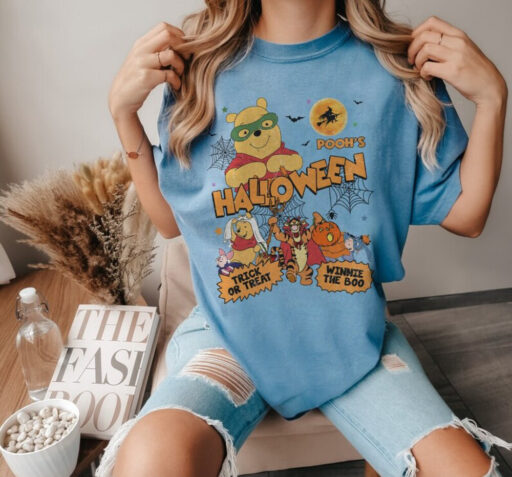 Winnie The Pooh Halloween shirt, Halloween Pooh, Retro Pooh halloween, Pooh and friends, trick or treat, disneyland halloween family shirt