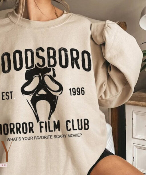 Woodsboro Horror Film Club Hoodie, Scream Movie Sweatshirt, Thriller Movie, Horror Movies, Scary Movie, Scream Ghost Face, Gift for Her