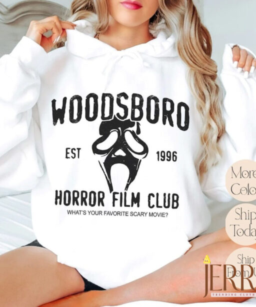 Woodsboro Horror Film Club Hoodie, Scream Movie Sweatshirt, Thriller Movie, Horror Movies, Scary Movie, Scream Ghost Face, Gift for Her