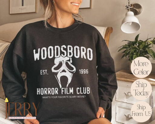 Woodsboro Horror Film Club Hoodie, Scream Movie Sweatshirt, Thriller Movie, Horror Movies, Scary Movie, Scream Ghost Face, Gift for Her