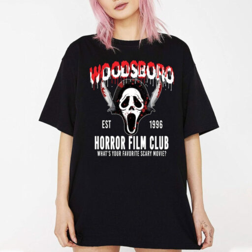 Woodsboro Horror Film Club Shirt, Horror Movies Halloween, Scary Movie Halloween, Scream Ghost Face,Scream Movie,Thriller Movie,Scream Ghost