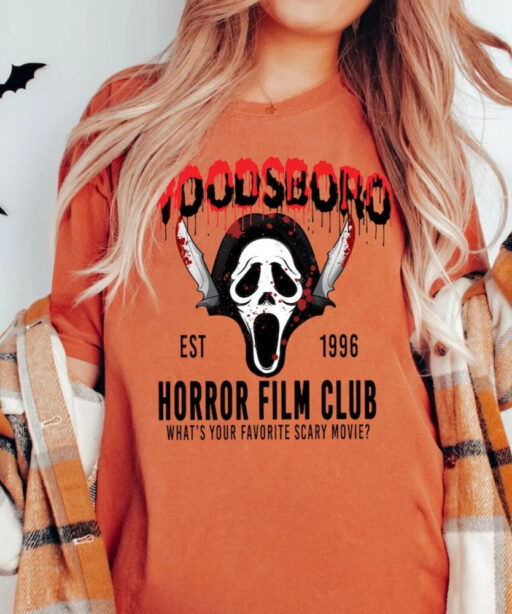 Woodsboro Horror Film Club Shirt, Horror Movies Halloween, Scary Movie Halloween, Scream Ghost Face,Scream Movie,Thriller Movie,Scream Ghost