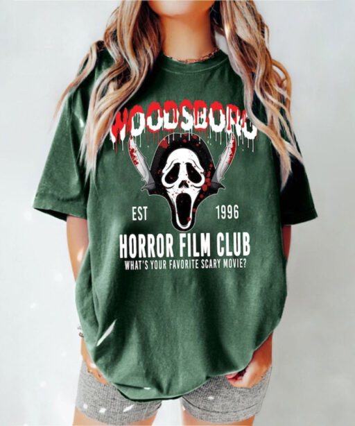 Woodsboro Horror Film Club Shirt, Horror Movies Halloween, Scary Movie Halloween, Scream Ghost Face,Scream Movie,Thriller Movie,Scream Ghost