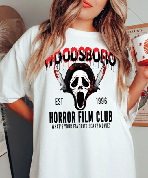 Woodsboro Horror Film Club Shirt, Horror Movies Halloween, Scary Movie Halloween, Scream Ghost Face,Scream Movie,Thriller Movie,Scream Ghost